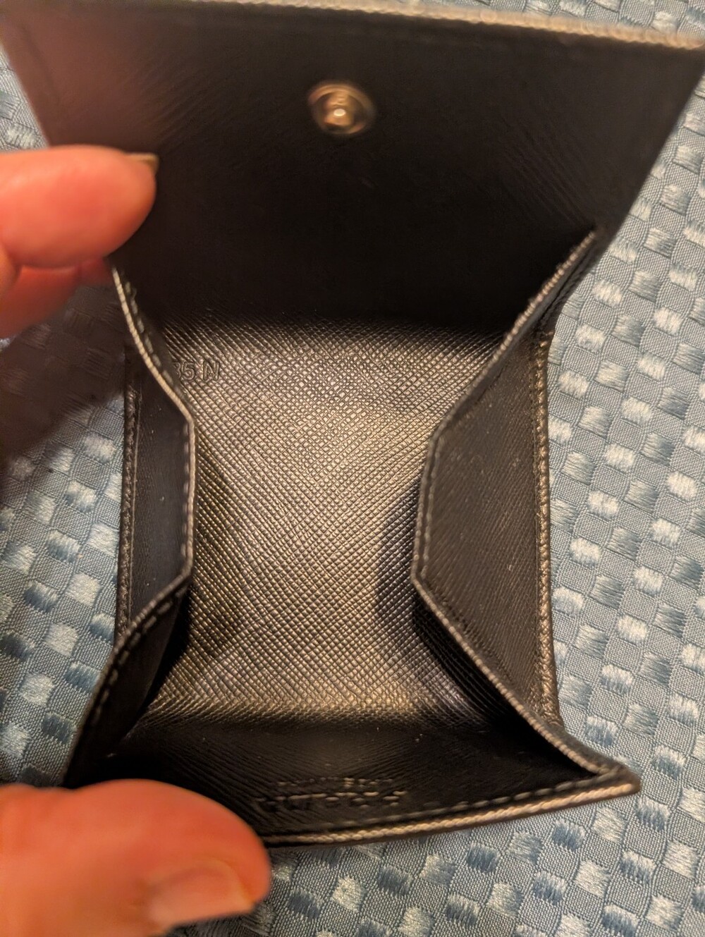 Prada Metallic Saffiano Leather Coin Pouch - Black In Excellent Condition!